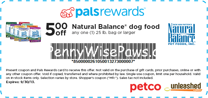 Natural Balance Dog food New printable manufacturer and store coupons