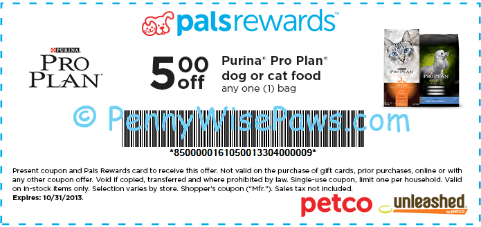 New Petco Printable Coupon 5 1 Purina Pro Plan Cat Or Dog Food And 