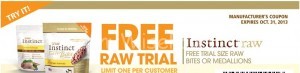 free instinct raw trial size coupon