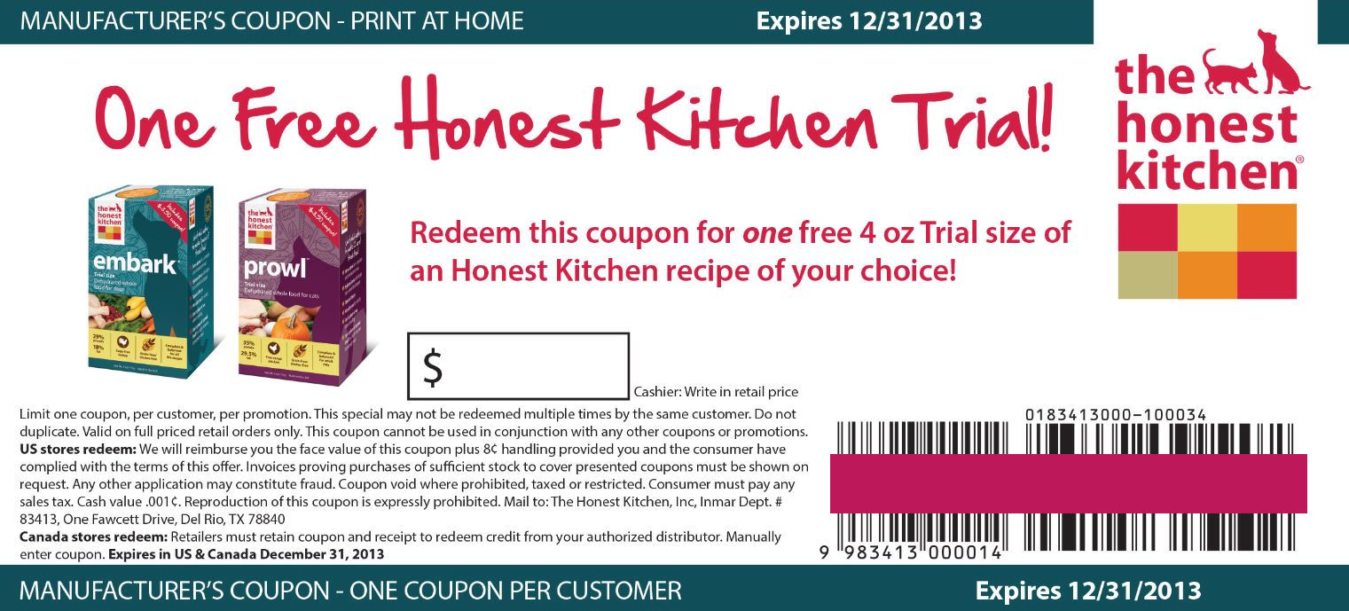 Honest Kitchen Coupon Marked Barcode 