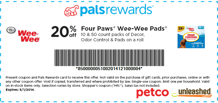 new-petco-printable-coupon-20-off-four-paws-wee-wee-pads-pennywisepaws