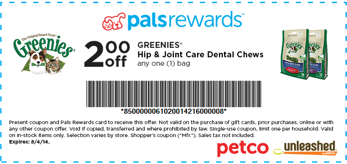 Petco 2 1 Greenies Hip Joint Care Dental Chews Printable Store 